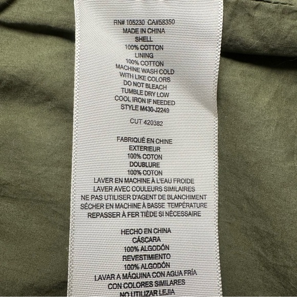 Joie Jacket  M Women's Green Utility Military Field Embroidered Drawstring Waist - Picture 10 of 11